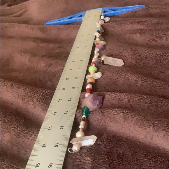 Chunky Gem necklace with rose quartz pendant. - Picture 5 of 5